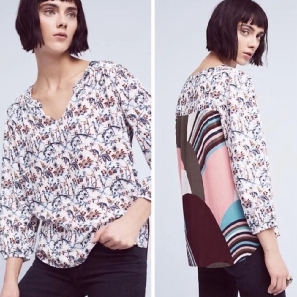 NWT One September Anthropologie Caia Floral Pleated Blouse